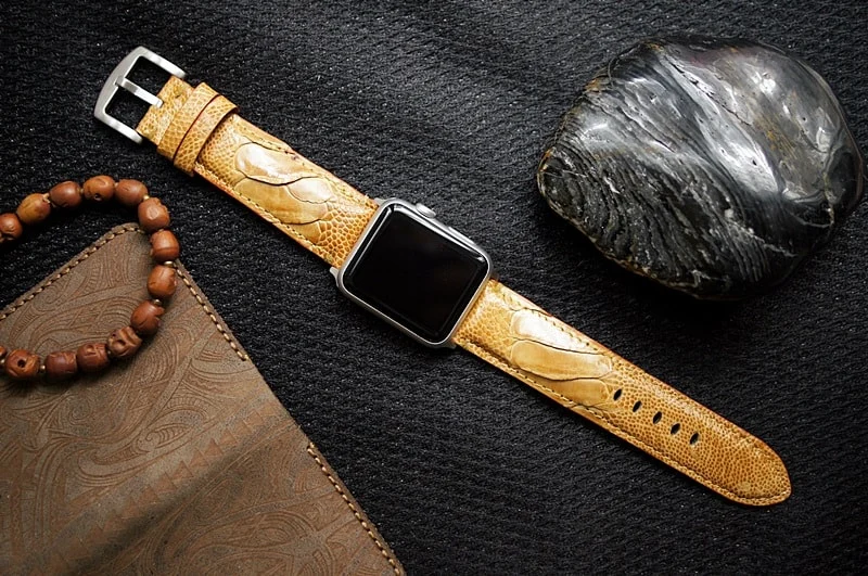 Handmade Ostrich Leg Strap 6 incl. Lugs Adapter + Buckle for Apple Watch (or Apple Watch Sport) 42mm or 38mm – image 6